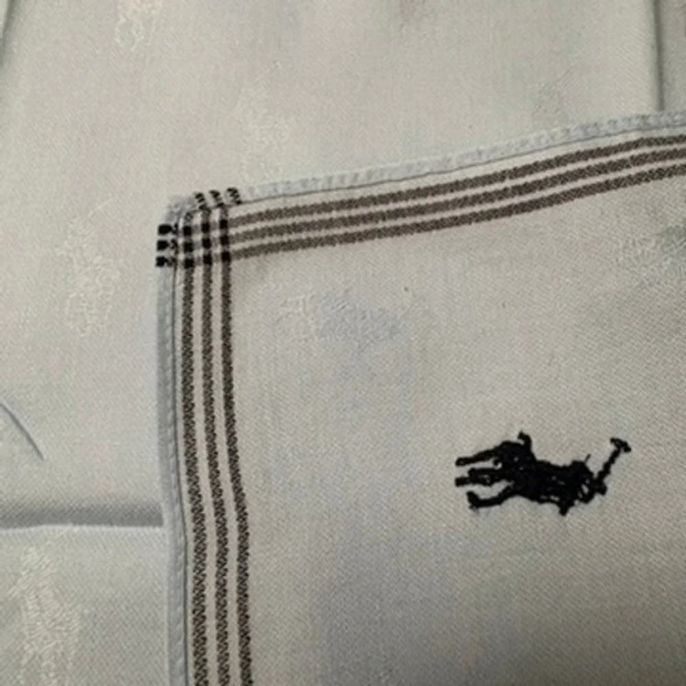 Vtg POLO RALPH LAUREN Scarf Handkerchief Pony Logo Jacquard Light Blue 18